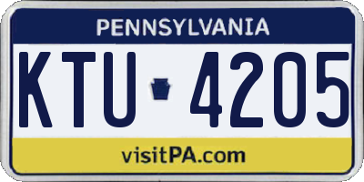 PA license plate KTU4205