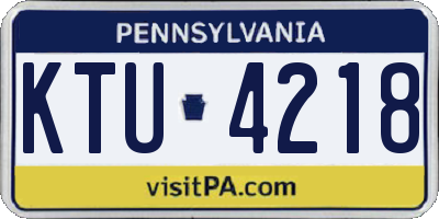 PA license plate KTU4218