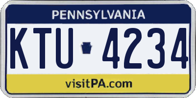 PA license plate KTU4234