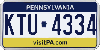 PA license plate KTU4334