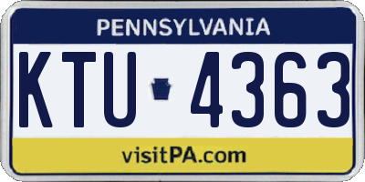 PA license plate KTU4363