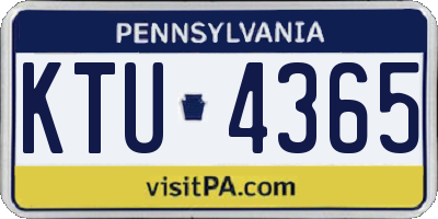PA license plate KTU4365