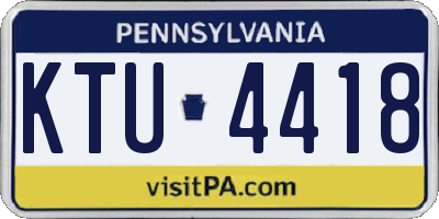 PA license plate KTU4418