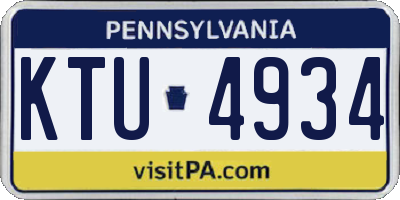 PA license plate KTU4934