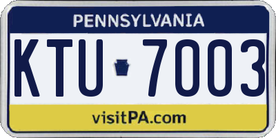 PA license plate KTU7003