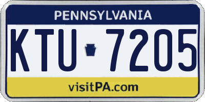 PA license plate KTU7205