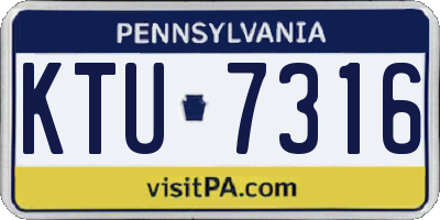 PA license plate KTU7316