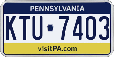 PA license plate KTU7403