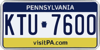 PA license plate KTU7600