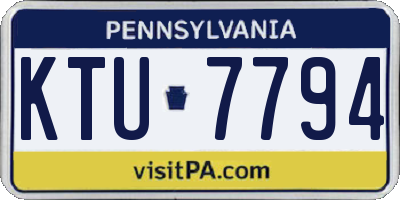 PA license plate KTU7794