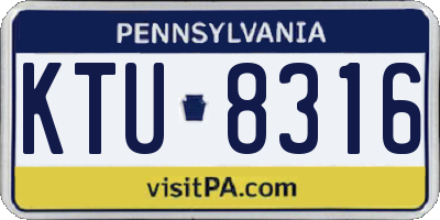 PA license plate KTU8316