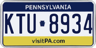 PA license plate KTU8934