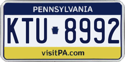 PA license plate KTU8992