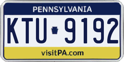 PA license plate KTU9192