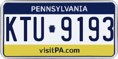 PA license plate KTU9193