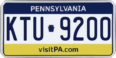 PA license plate KTU9200