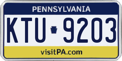 PA license plate KTU9203