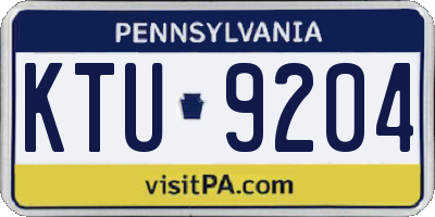 PA license plate KTU9204