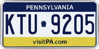 PA license plate KTU9205
