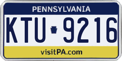 PA license plate KTU9216