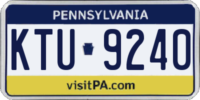 PA license plate KTU9240