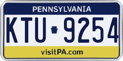 PA license plate KTU9254