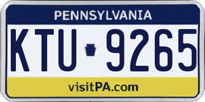 PA license plate KTU9265