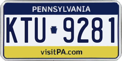 PA license plate KTU9281
