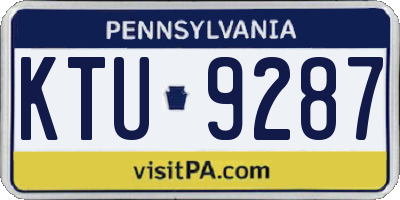PA license plate KTU9287