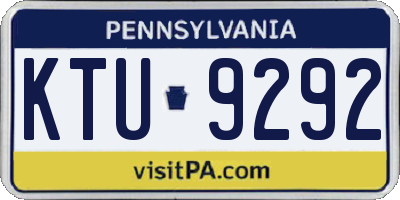 PA license plate KTU9292