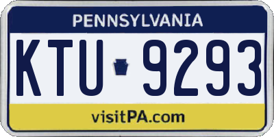 PA license plate KTU9293