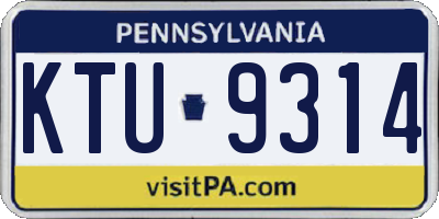 PA license plate KTU9314