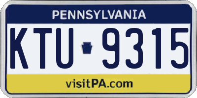 PA license plate KTU9315