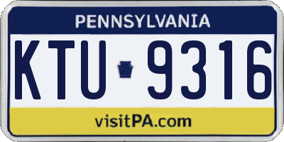 PA license plate KTU9316
