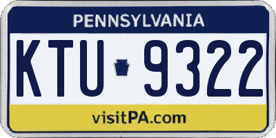 PA license plate KTU9322