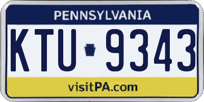 PA license plate KTU9343