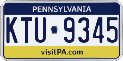 PA license plate KTU9345