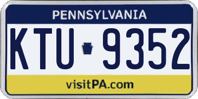 PA license plate KTU9352
