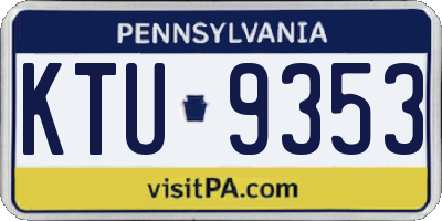 PA license plate KTU9353