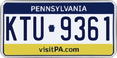 PA license plate KTU9361