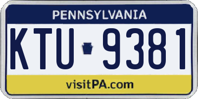 PA license plate KTU9381