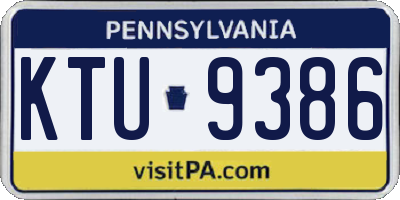 PA license plate KTU9386