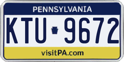PA license plate KTU9672