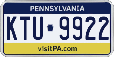 PA license plate KTU9922