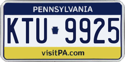 PA license plate KTU9925