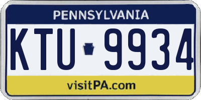 PA license plate KTU9934