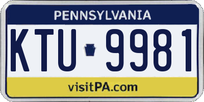 PA license plate KTU9981