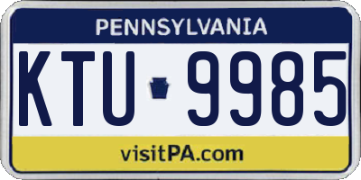 PA license plate KTU9985