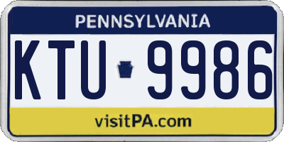 PA license plate KTU9986