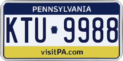 PA license plate KTU9988